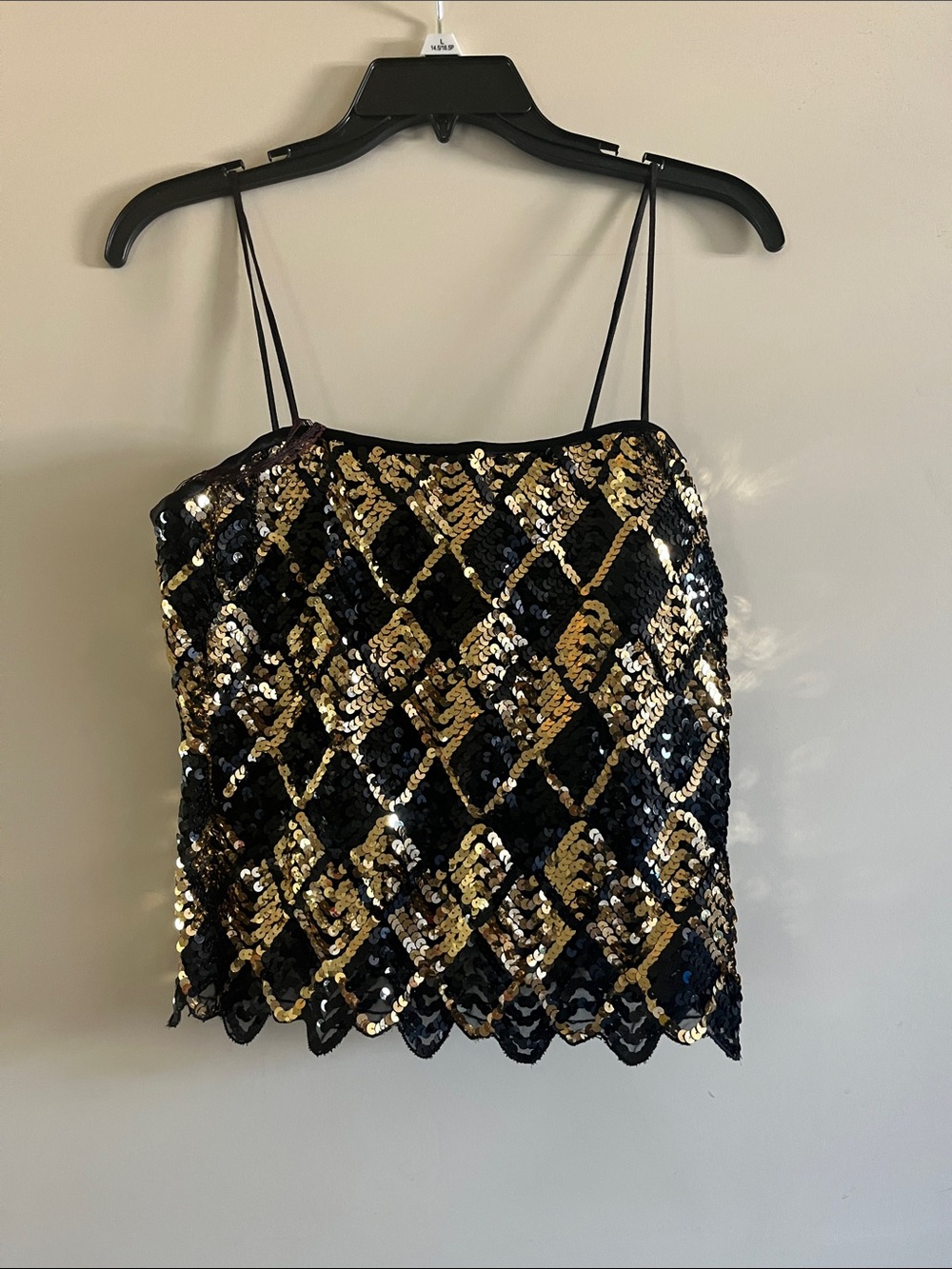 Black & Gold Sequin Camisole Top
